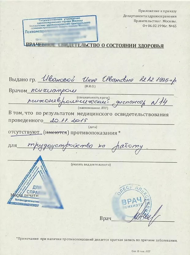 Купить справку ПНД на госслужбу в Москве.